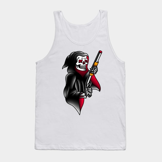 OldSalt American Traditional Grim Reaper with Shotgun Tank Top by OldSalt